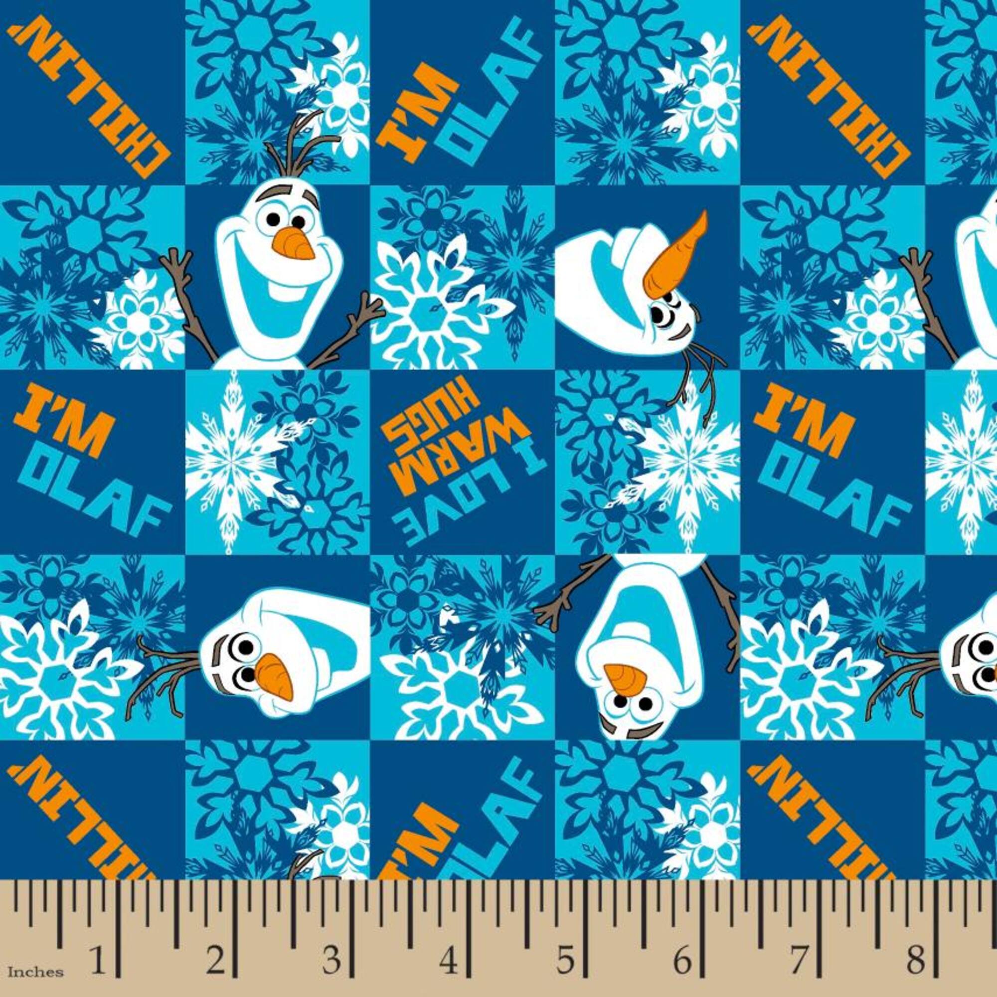 Disney Frozen Olaf Chillin Flannel Fabric by the Yard